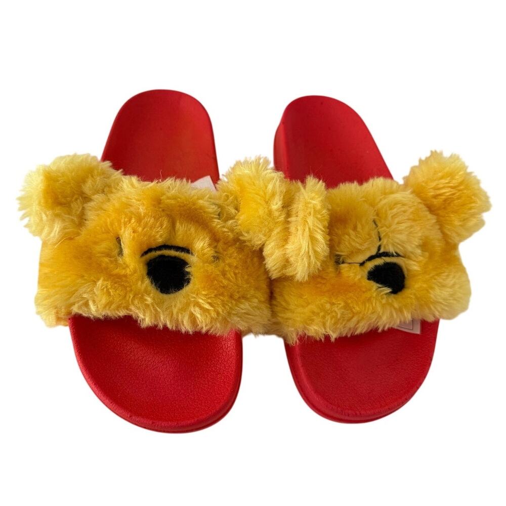 Winnie The Pooh Disney Furry Slides Sandals 7 Slip On Colorful Fun Statement